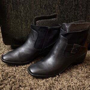 Easy Spirit Black Ankle Boots with Buckle Detail